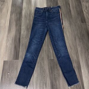 Abercrombie & Fitch Dark Blue Skinny Jeans with Stripe